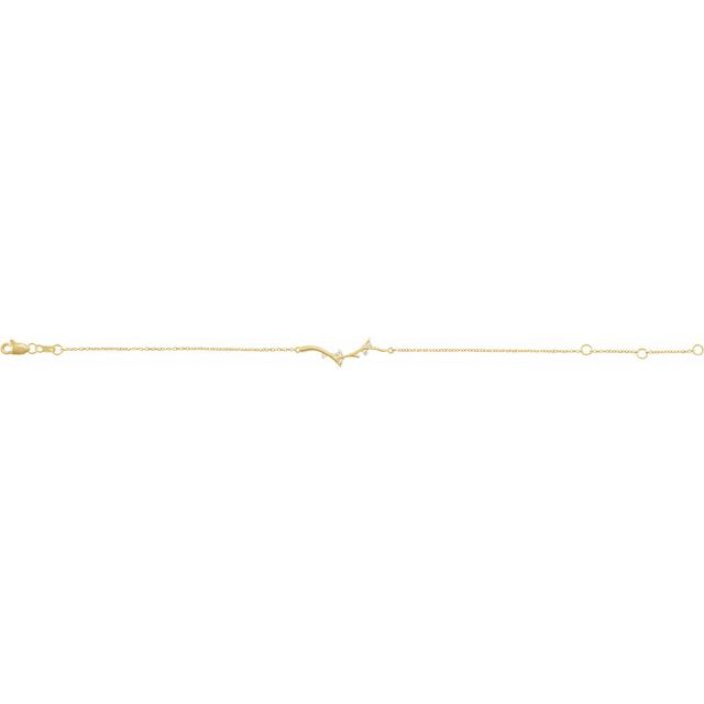 14K Yellow Gold Round I1, G-H 6 1/2-7 1/2 In Polished .06 Ctw Natural Diamond Accented Branch Bracelet