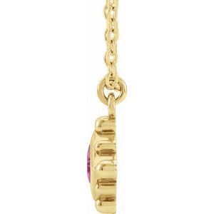 14K Yellow Gold Square 2.5 X 2.5 Mm Natural Pink Tourmaline Bezel-Set Necklace, Length: 18 In