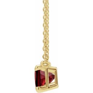 14K Yellow Gold Emerald 5 X 3 Mm Natural Mozambique Garnet Claw-Prong Necklace, Length: 18 In