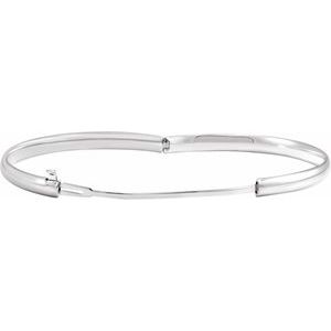 14K White Gold 5 1/2 In Polished Baby Bangle With Snap Box Clasp