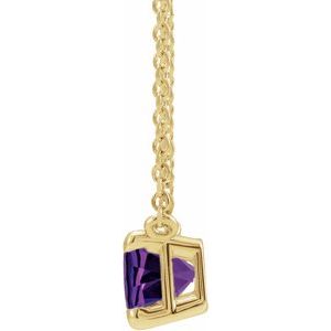 14K Yellow Gold Emerald 5 X 3 Mm Natural Amethyst Claw-Prong Necklace, Length: 18 In