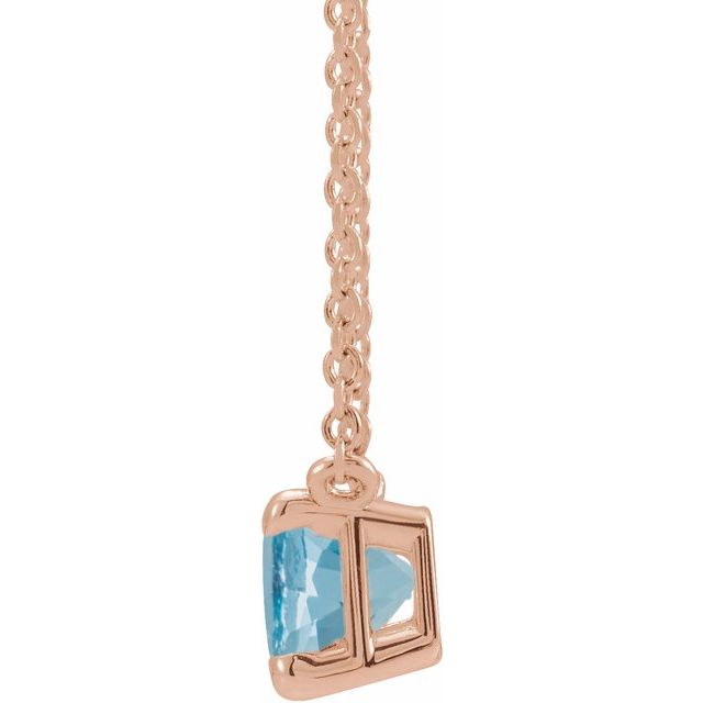 14K Rose Gold Or Platinum Emerald 5 X 3 Mm 18 In Polished Natural Aquamarine Claw-Prong Necklace
