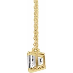 14K Yellow Gold Emerald 5 X 3 Mm Natural White Sapphire Claw-Prong Necklace, Length: 18 In