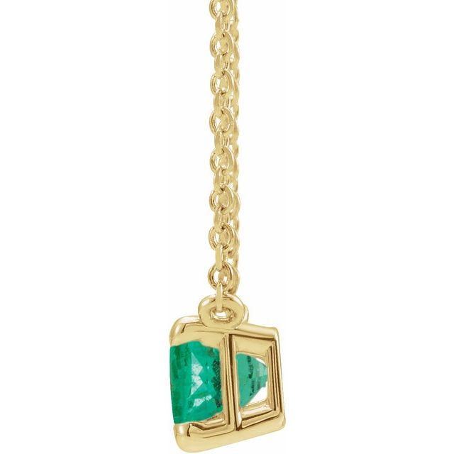 14K Yellow Or Rose Gold Emerald 5 X 3 Mm 18 In Polished Lab-Grown Gemstone Claw-Prong Necklace
