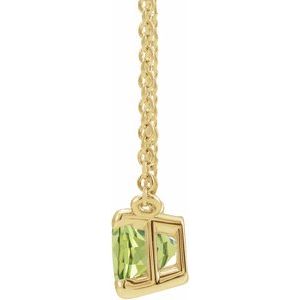 14K Yellow Gold Emerald 5 X 3 Mm Natural Peridot Claw-Prong Necklace, Length: 18 In