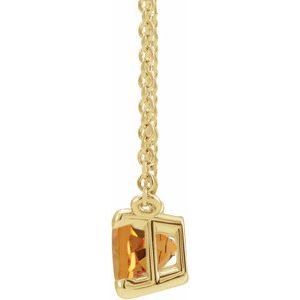 14K Yellow Gold Emerald 5 X 3 Mm Natural Citrine Claw-Prong Necklace, Length: 18 In