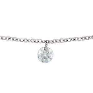14K White Gold Round 3.5Mm G-H I1 1/6 Ct Natural Diamond Solitaire Adjustable Necklace, Length: 18 In