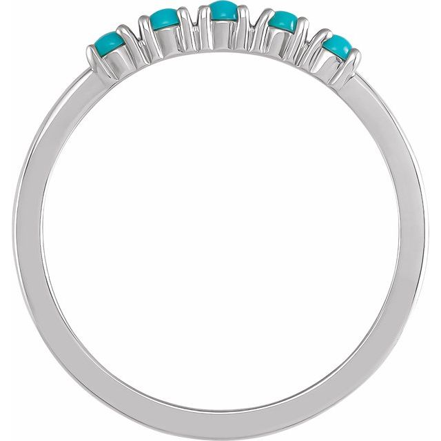 14K Yellow Or White Gold Or Sterling Silver Round 2 Mm Polished Natural Turquoise Cabochon Stackable Ring, Size 7