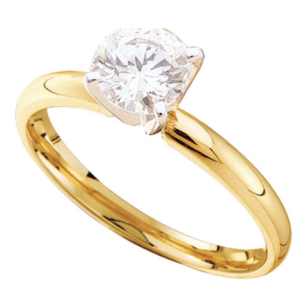14K Yellow Gold Womens Round Diamond Solitaire Bridal Wedding Engagement Ring 1/6 Cttw, Womens Size: 5-10