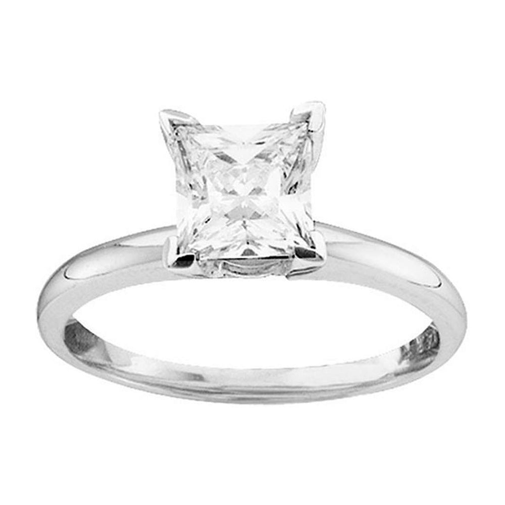 14K White Gold Womens Princess Diamond Solitaire Bridal Wedding Engagement Ring 1/6 Cttw, Womens Size: 5-10