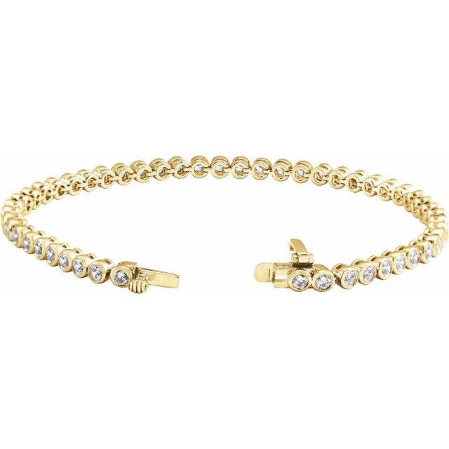 14K Yellow Or White Gold Round 2.5Mm Si1-Si2, G-H 7 In Polished 3 1/2 Ctw Lab-Grown Diamond Bezel-Set Bracelet