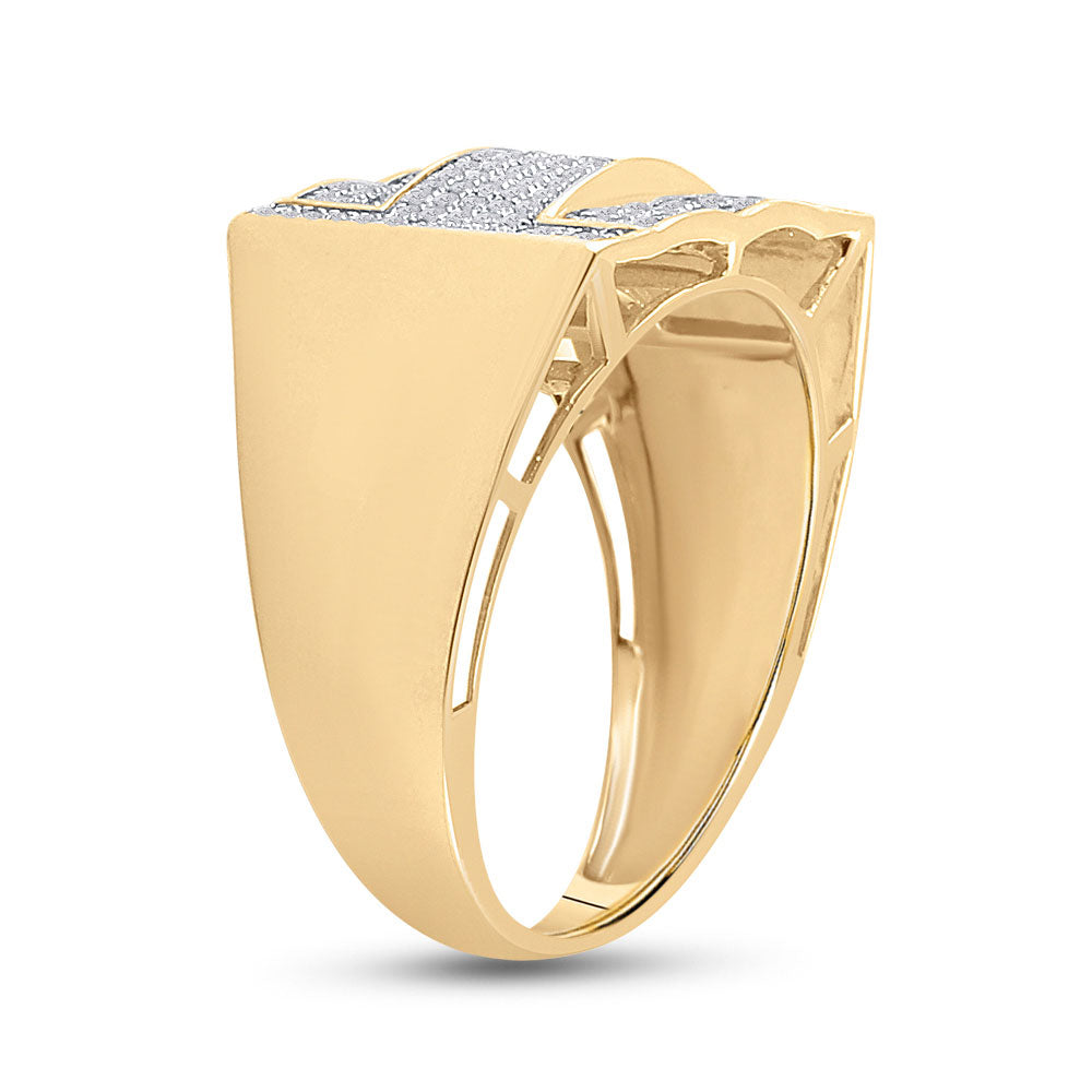 10K Yellow Gold Mens Round Diamond Cluster Ring 1/2 Cttw, Mens Size: 7-13
