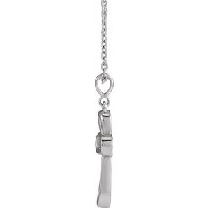 Sterling Silver Cross With Center Knot Design Necklace, Length: 18 In