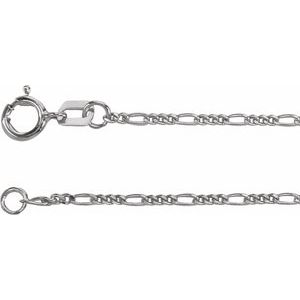 14K Yellow Or White Or Rose Gold Or Sterling Silver 1.28 mm Spring Ring Polished Figaro Chain