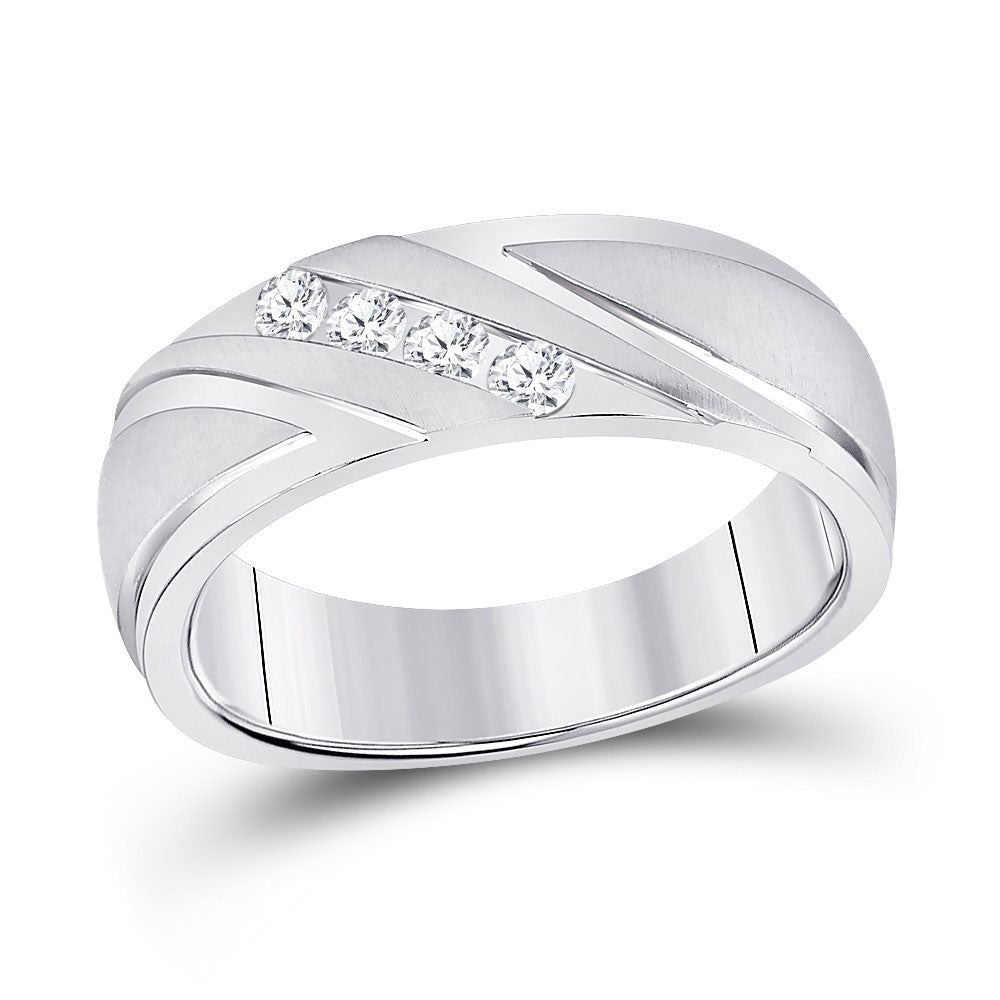 10K Yellow Or White Gold Mens Round Channel-set Diamond Wedding Anniversary Band Ring 1/4 Cttw, Mens Size: 7-13