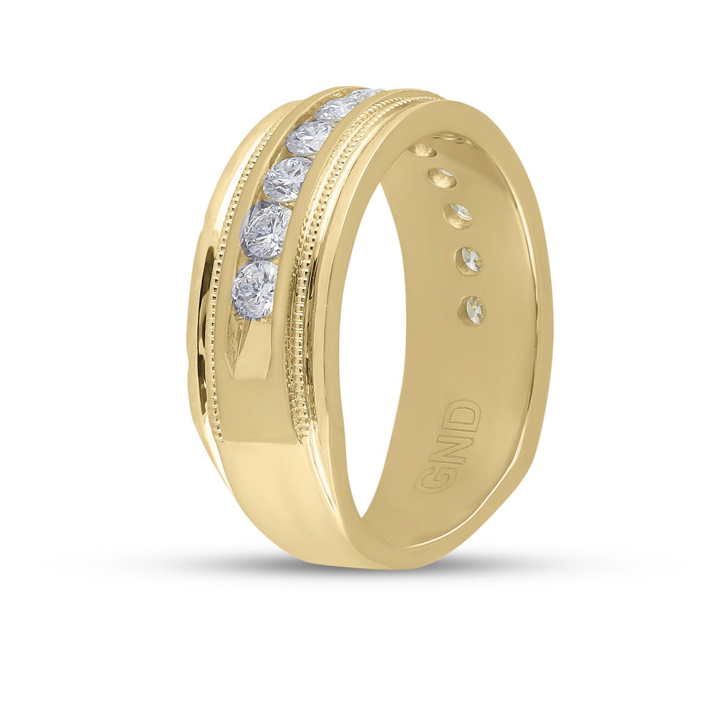 10K Yellow Or White Gold Mens Round Diamond Wedding Single Row Band Ring 1 Cttw, Mens Size: 7-13