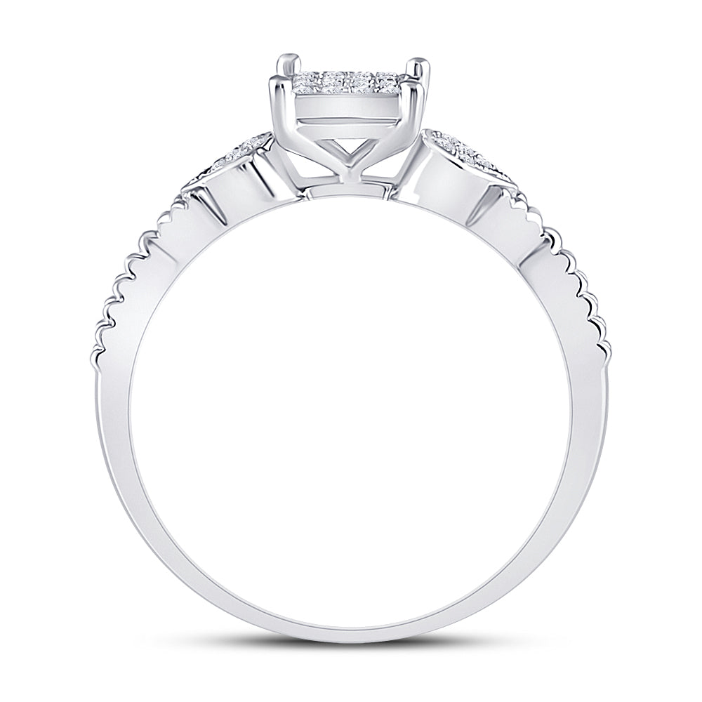Sterling Silver Womens Round Diamond Heart Square Ring 1/10 Cttw, Womens Size: 5-10