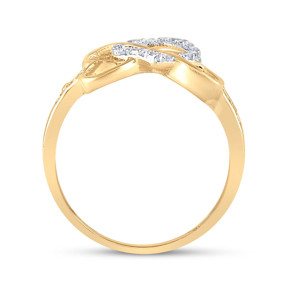 10K Yellow Or Rose Gold Or Sterling Silver Womens Round Diamond Heart Ring 1/10 Cttw, Womens Size: 5-10