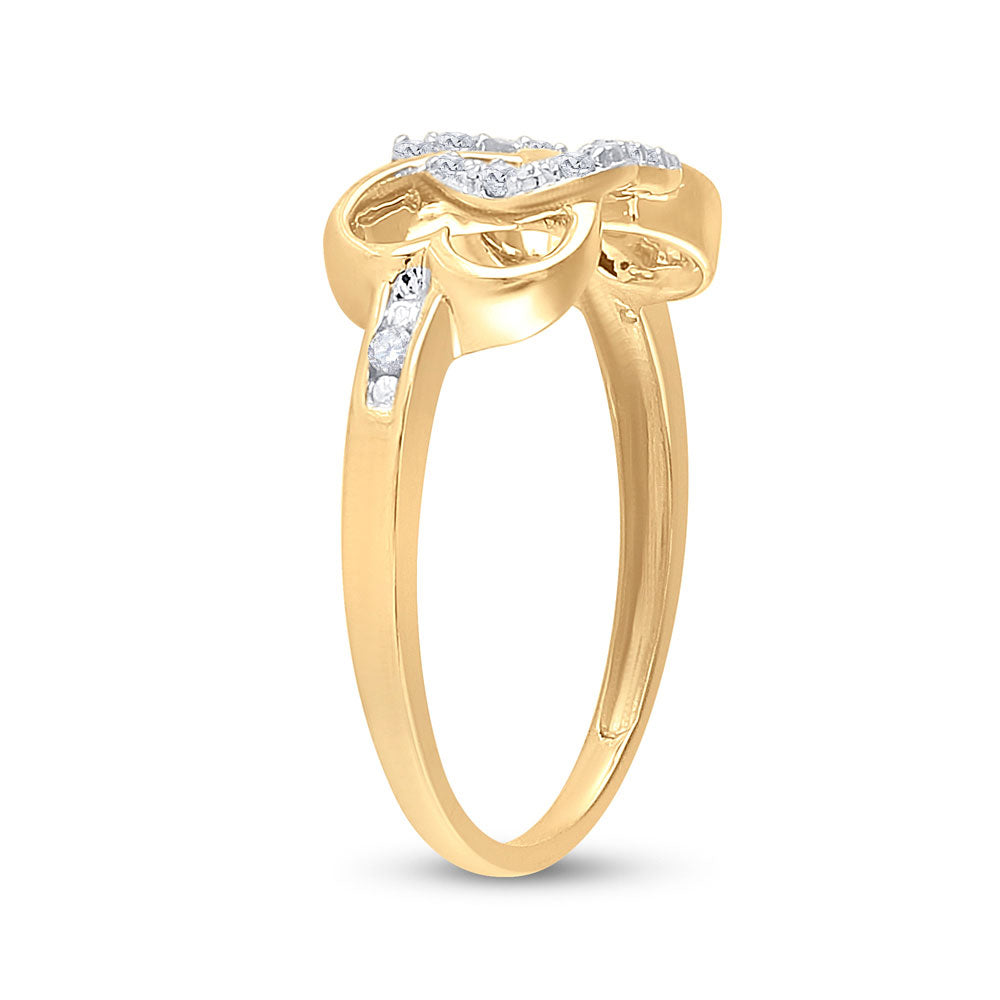 10K Yellow Or Rose Gold Or Sterling Silver Womens Round Diamond Heart Ring 1/10 Cttw, Womens Size: 5-10
