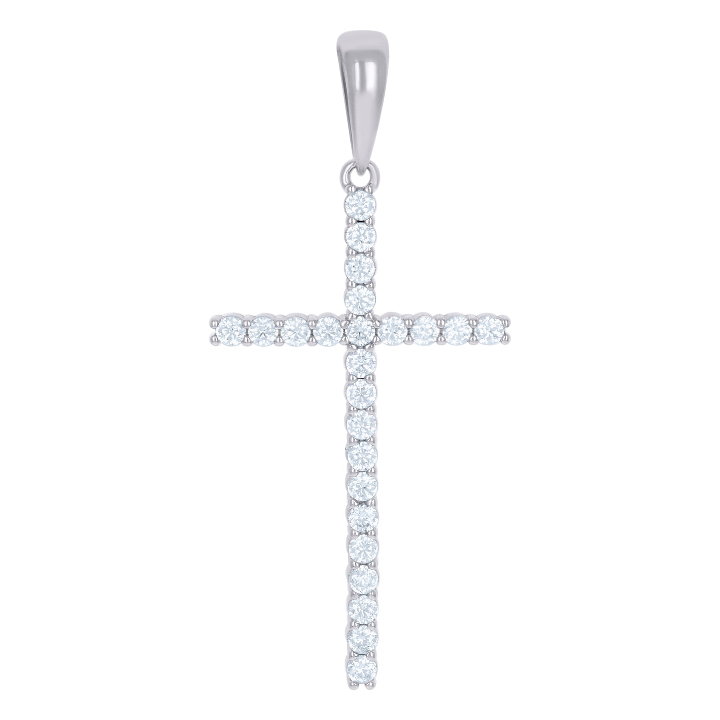 Sterling Silver Unisex Cubic Zirconia Cross Religious Charm Pendant
