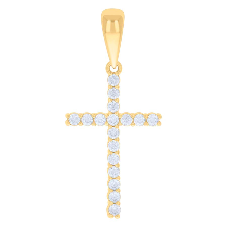 Sterling Silver Unisex Cubic Zirconia Cross Religious Charm Pendant