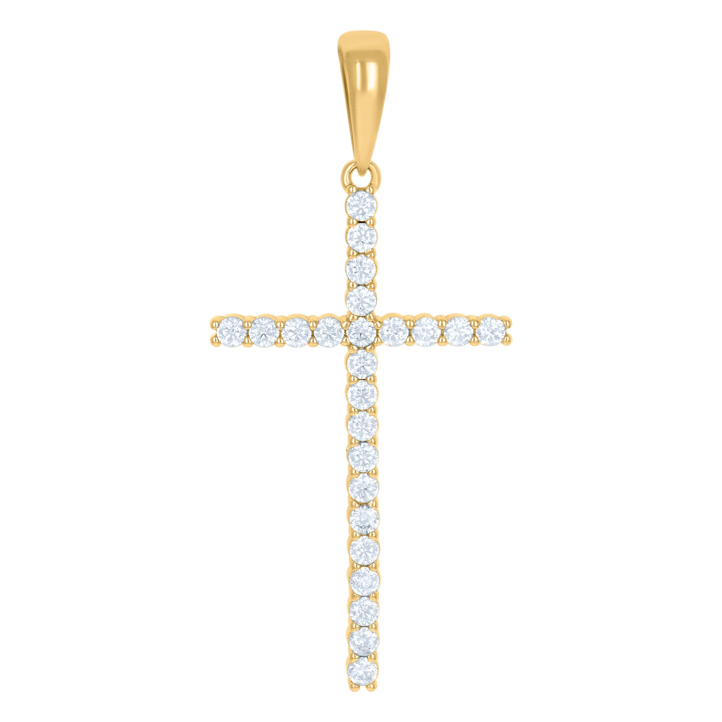 Sterling Silver Unisex Cubic Zirconia Cross Religious Charm Pendant