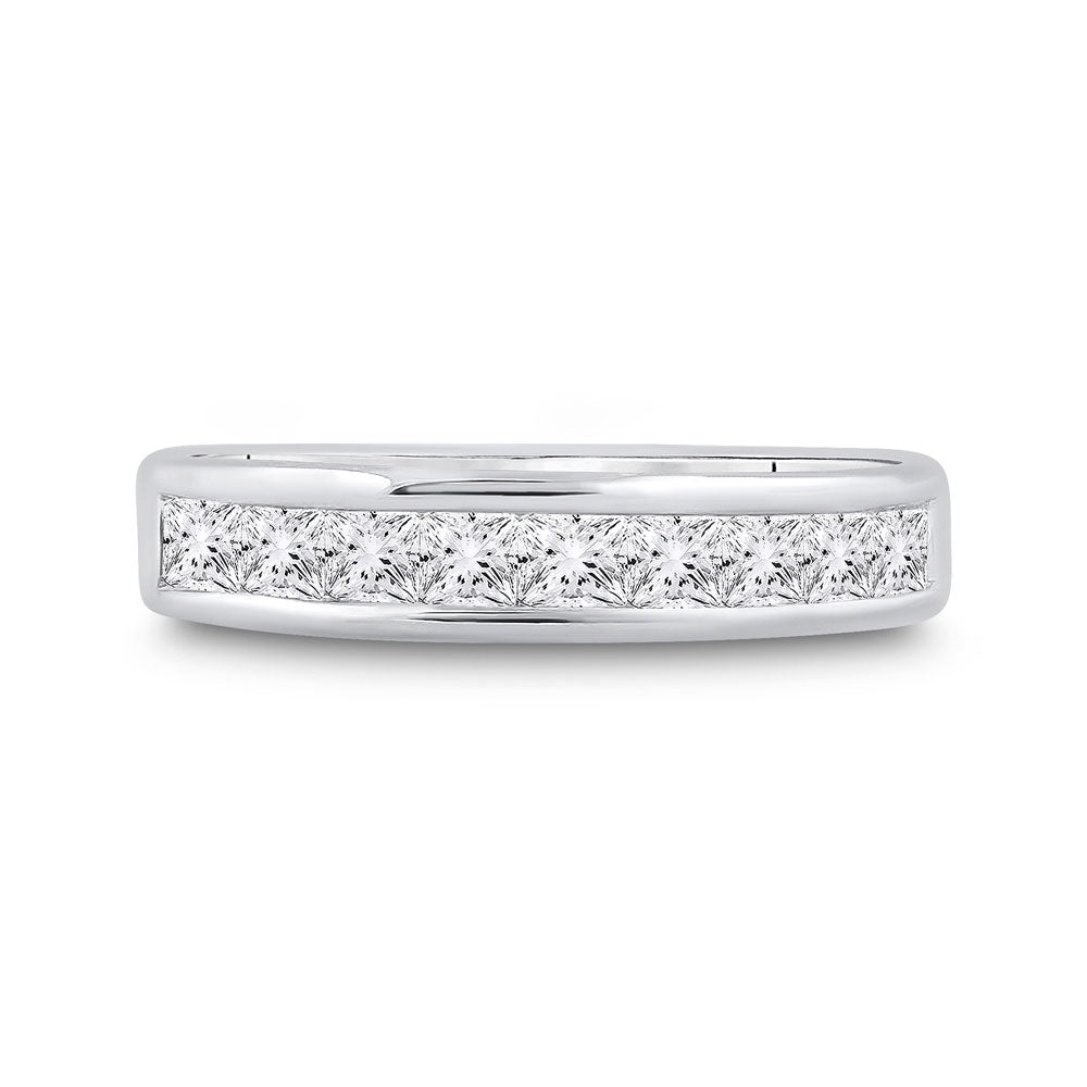 14K White Gold Womens Princess Channel-set Diamond Single Row Wedding Band 1 Cttw, Womens Size: 5-10