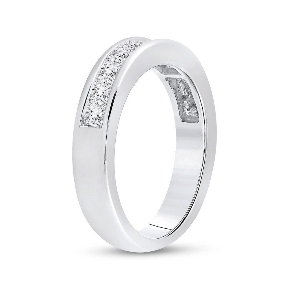 14K White Gold Womens Princess Channel-set Diamond Single Row Wedding Band 1 Cttw, Womens Size: 5-10