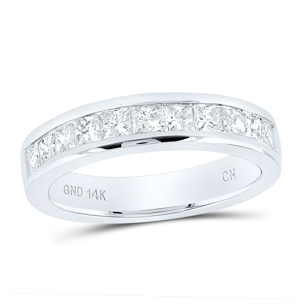 14K White Gold Womens Princess Channel-set Diamond Single Row Wedding Band 1 Cttw, Womens Size: 5-10