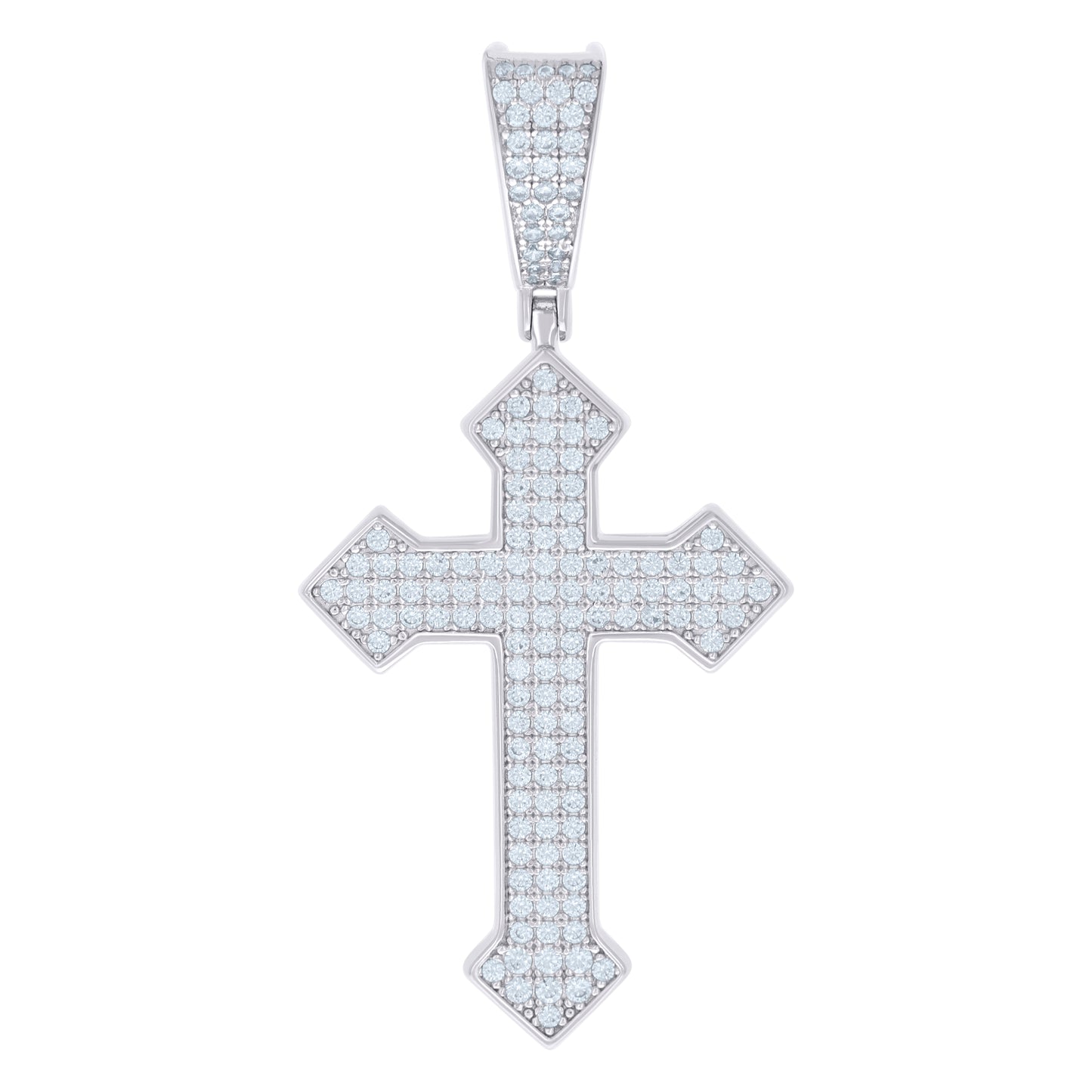 Sterling Silver Unisex Cubic Zirconia Cross Religious Charm Pendant