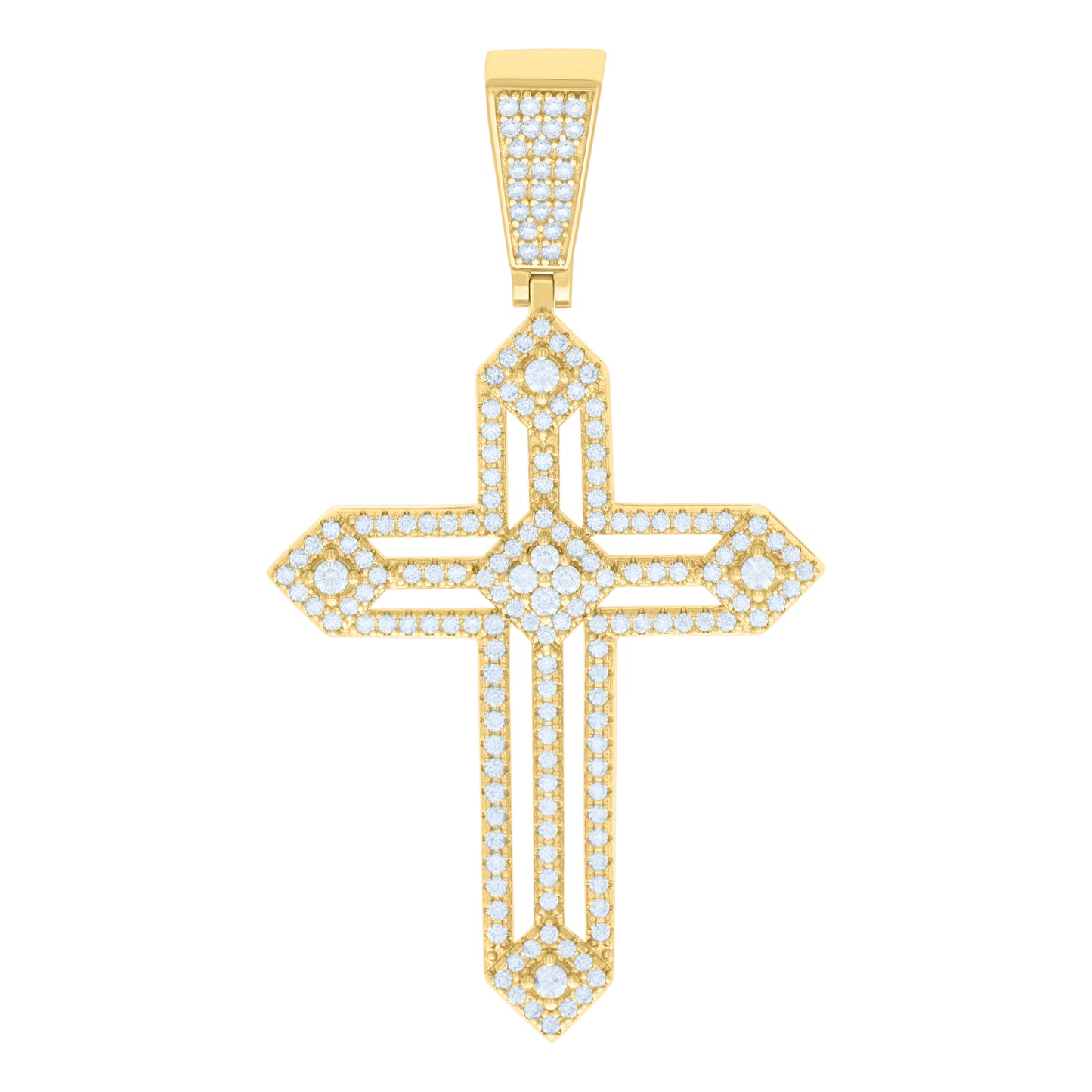 Sterling Silver Unisex Cubic Zirconia Cross Religious Charm Pendant