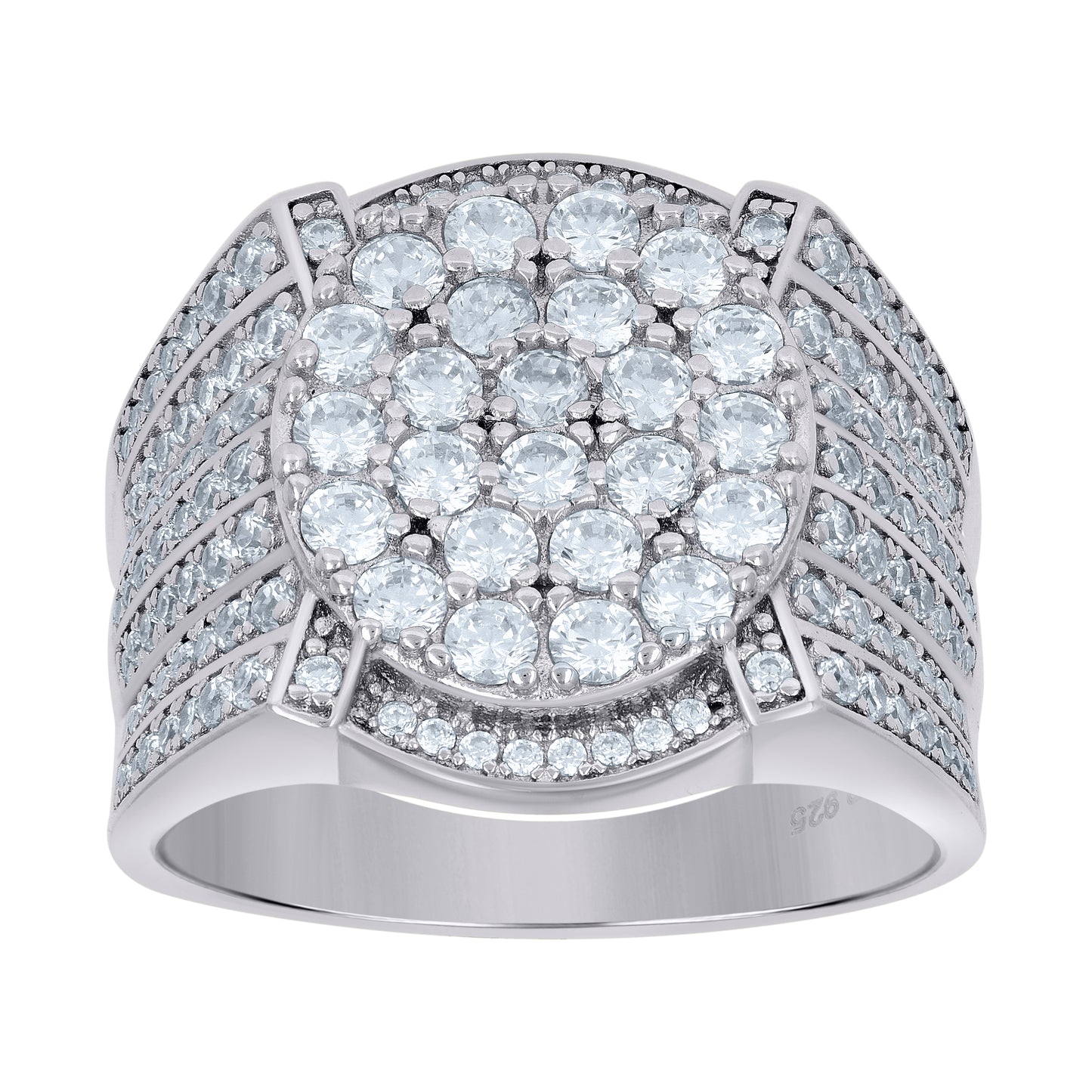 Sterling Silver Men's Cubic Zirconia Presidential Bridal Anniversary Wedding Engagement Band Ring Sizes 7 To 12