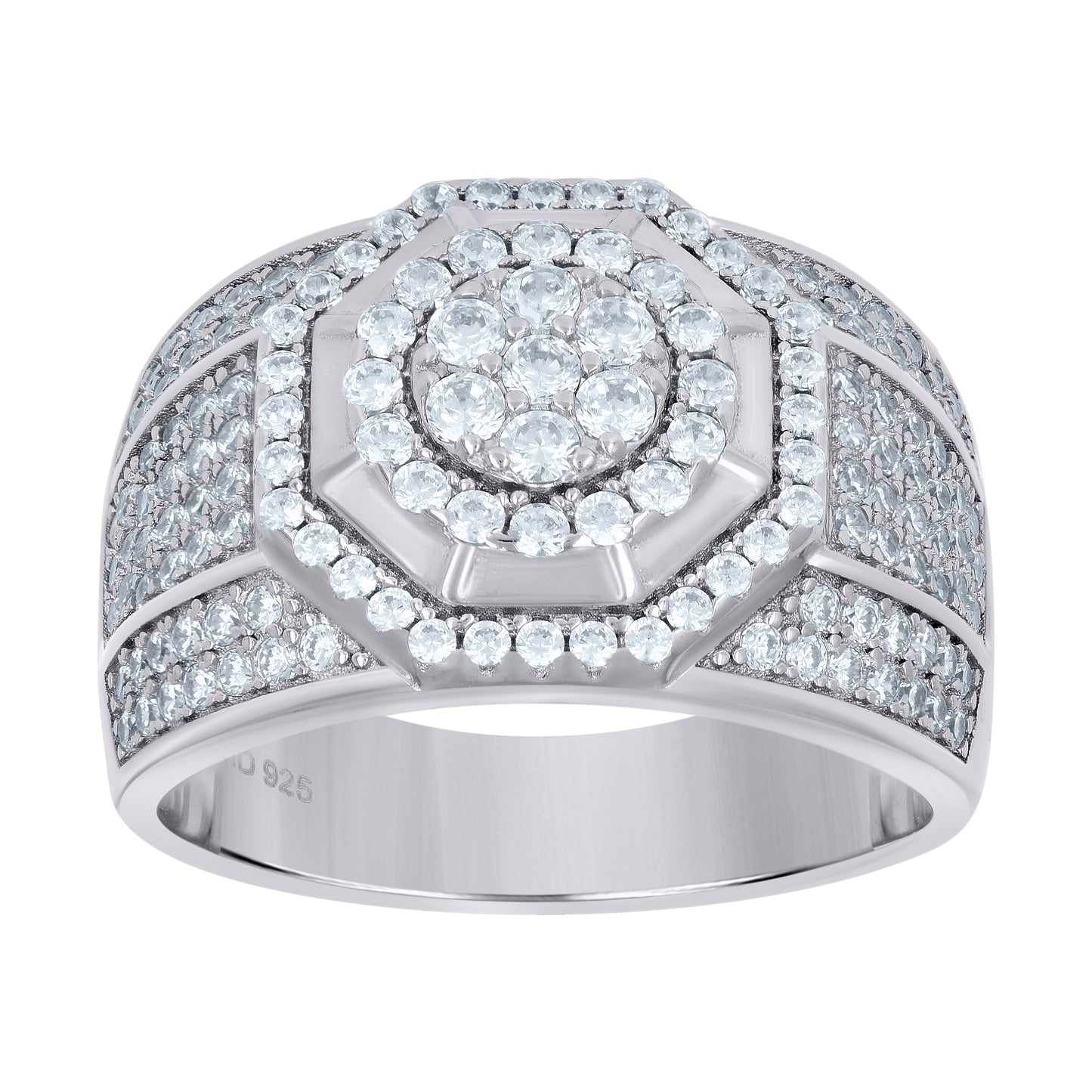 Sterling Silver Mens Cubic Zirconia Presidential Bridal Anniversary Wedding Engagement Band Ring Sizes 7 To 12