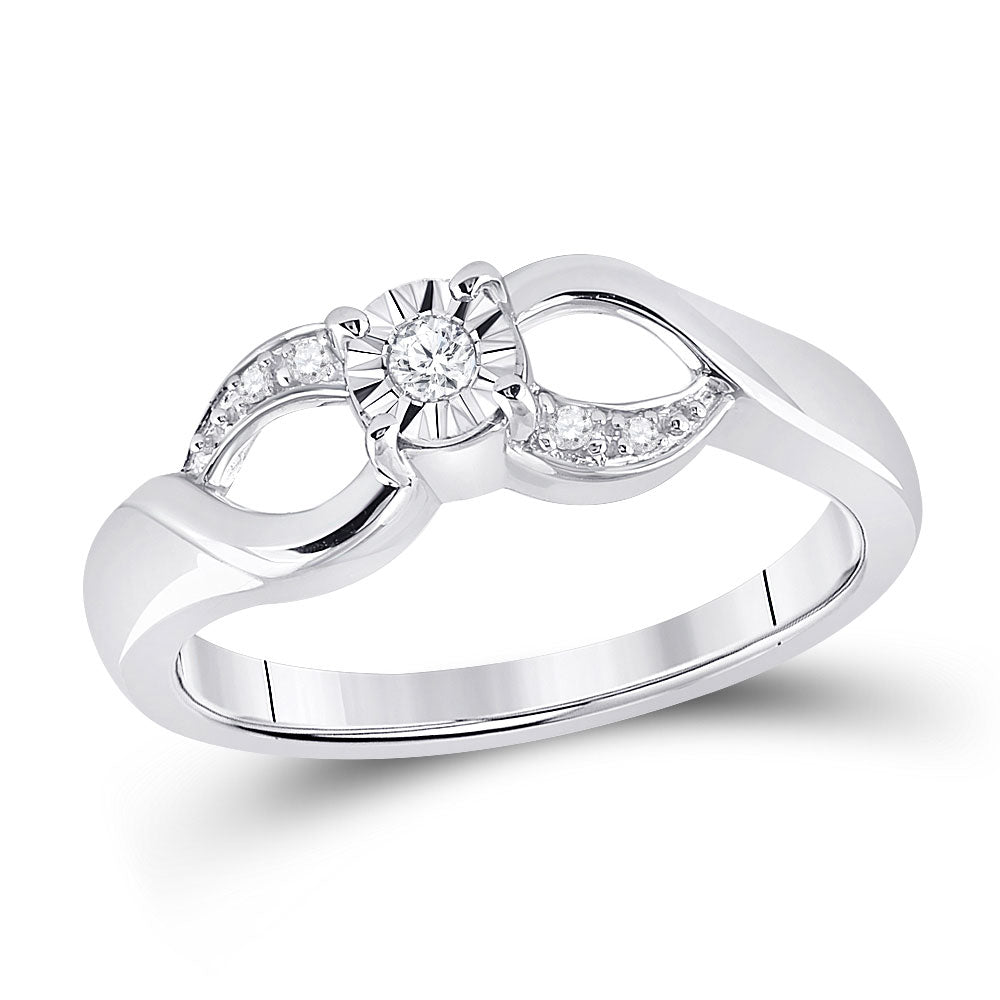Sterling Silver Womens Round Diamond Solitaire Ring 1/20 Cttw, Womens Size: 5-10