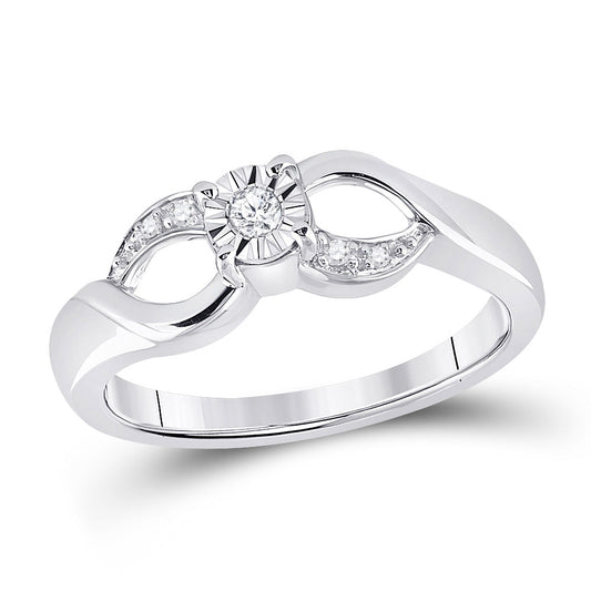 Sterling Silver Womens Round Diamond Solitaire Ring 1/20 Cttw, Womens Size: 5-10