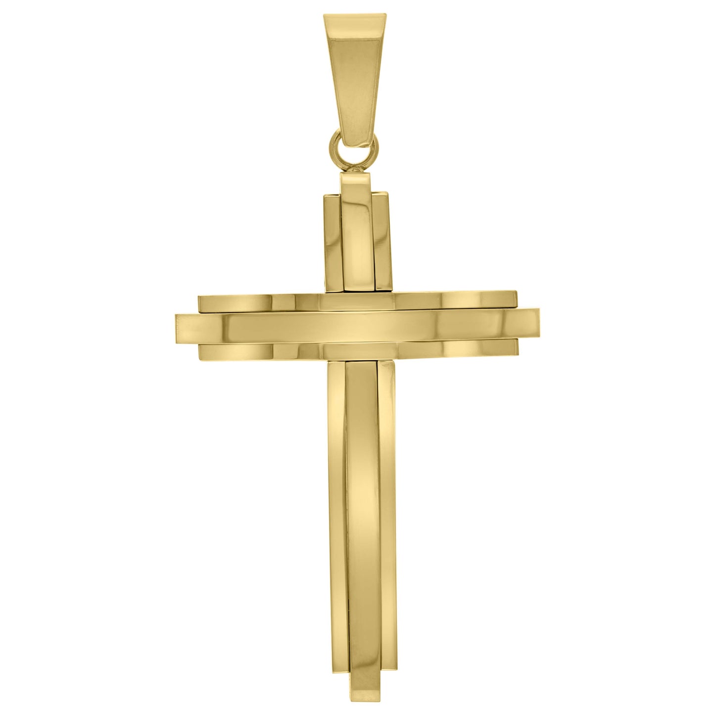 Stainless Steel Mens Two Layer Cross Religious Charm Pendant