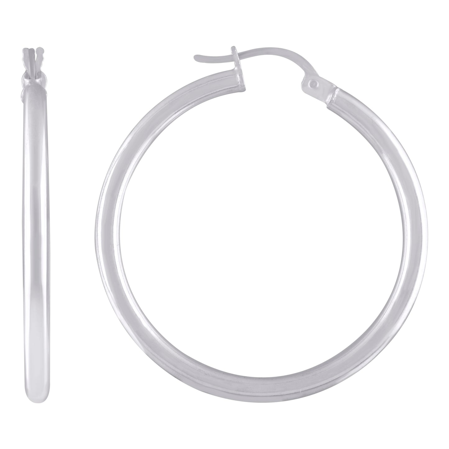 Sterling Silver Womens Classic Hoop Earrings
