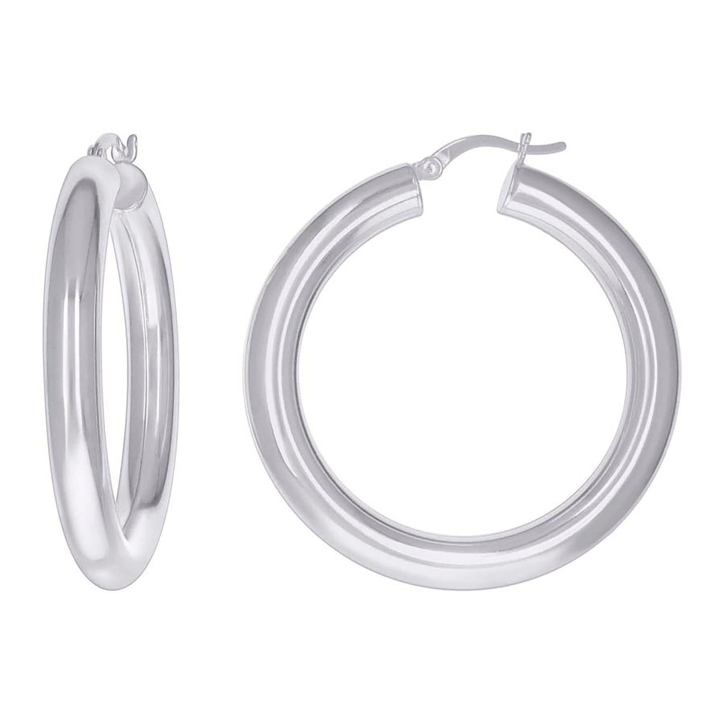 Sterling Silver Womens Classic Hoop Earrings