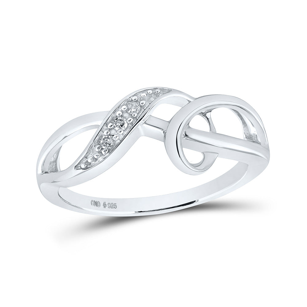 Sterling Silver Womens Round Diamond Twist Fashion Band Ring .03 Cttw, Womens Size: 5-10
