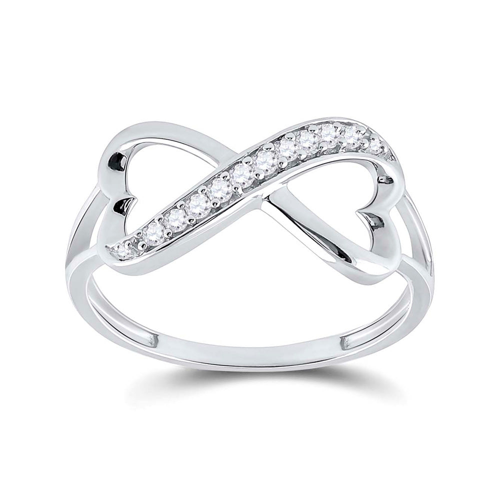 Sterling Silver Womens Round Diamond Infinity Fashion Band Ring 1/10 Cttw, Womens Size: 5-10