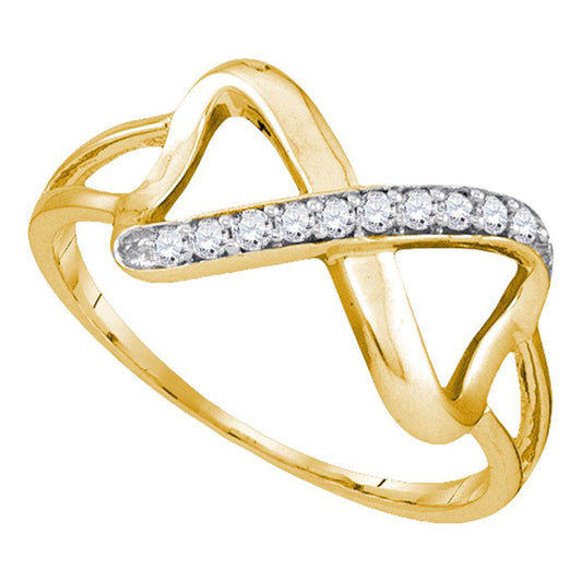10K Yellow Gold Womens Round Diamond Infinity Ring 1/10 Cttw, Womens Size: 5-10