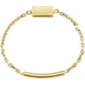 14K Yellow Gold Bar Chain Ring With Sizing Bar Size 7