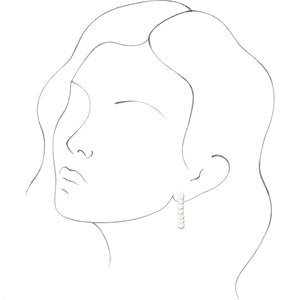 14K Rose Gold Pair 4 Mm Cultured White Freshwater Pearl Earrings, Length: 30.3 Mm, Thickness: 4.2 Mm