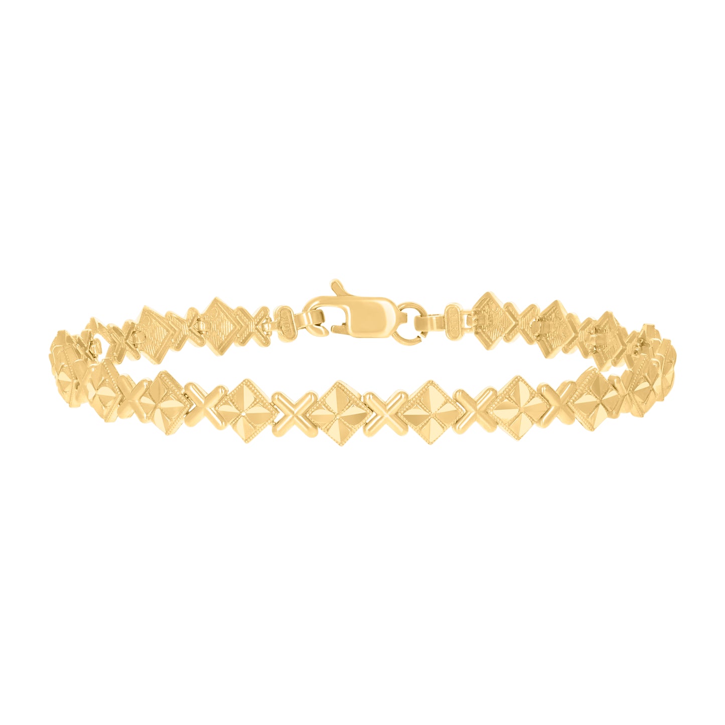 10K Yellow Gold Womens Square Link Bracelet