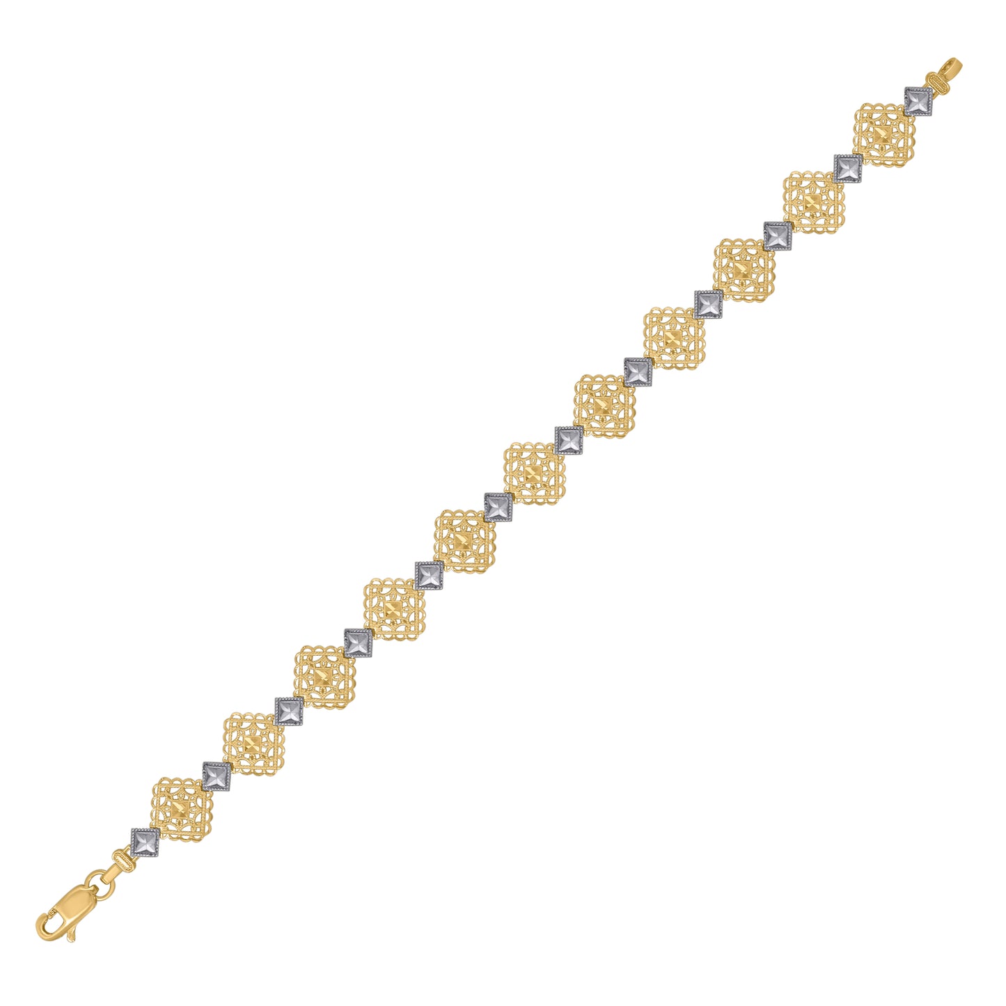 10K Two-tone Gold Womens Fashion Link Bracelet