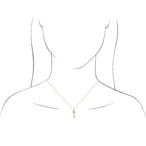 14K White Gold 20 X 6.5 Mm 16-18 In Polished Key Necklace