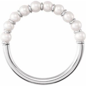 14K White Gold Pearl 3 Mm Cultured Freshwater Pearl Ring Size 8