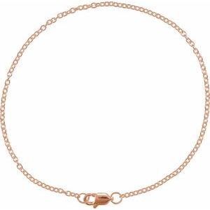 14K Yellow Gold-Filled Or Yellow Or Rose Or White Gold Or Rhodium Plated Sterling Silver 1.5 Mm 7 In Lobster Clasp Polished Cable Chain