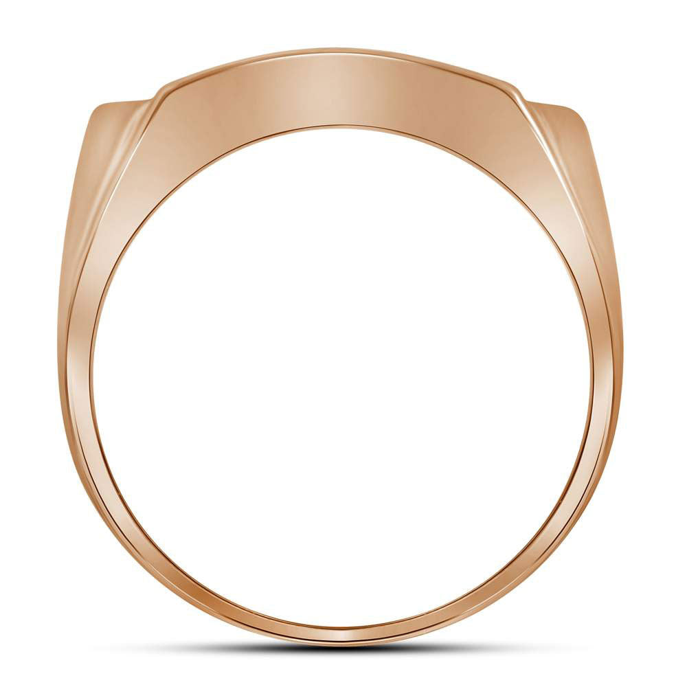 10K Yellow Or Rose Gold Mens Round Diamond Rectangle Arched Cluster Ring , Mens Size: 7-13