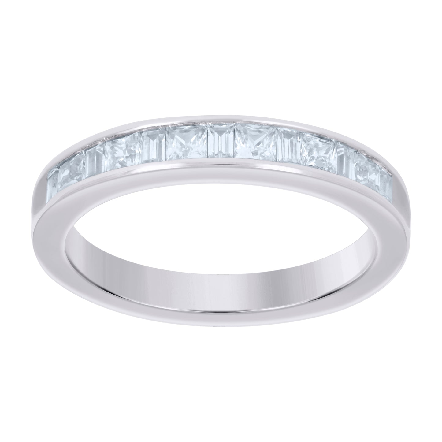Sterling Silver Womens Cubic Zirconia Sizes 6-11 Princess Baguette Center Stones Bridal Wedding Anniversary Engagement Ring Band
